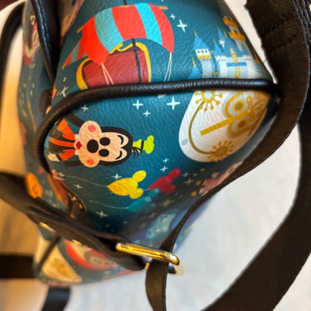 DISNEY PARKS LOUNGEFLY BACKPACK Disney Characters Blue EUC - Picture 9 of 16